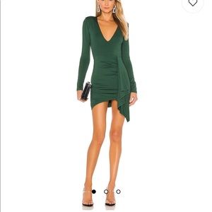 Martyna Deep V Dress in Emerald from revolve